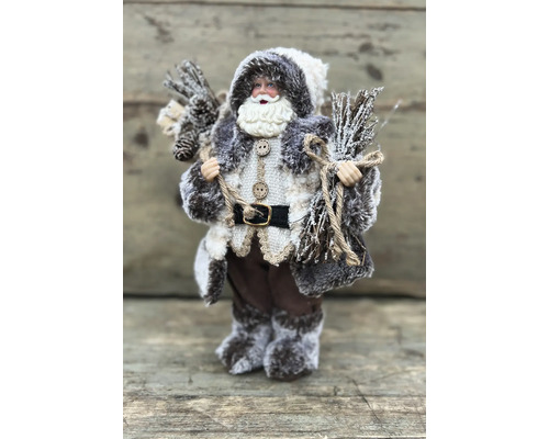 Dekorativ jultomte med fuskpäls och tillbehör