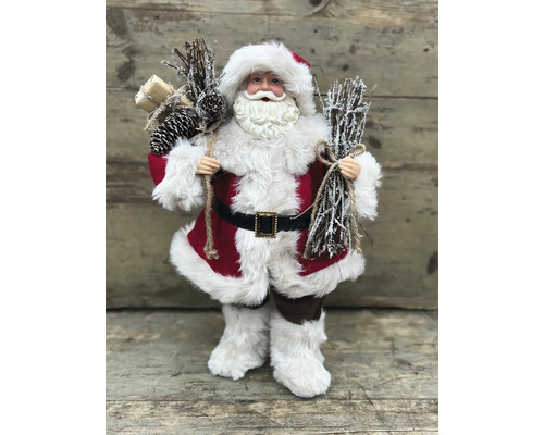 Jultomte med röda kläder & säck 60cm Dekorativ jultomte med kvistar och presenter för juldekorationer