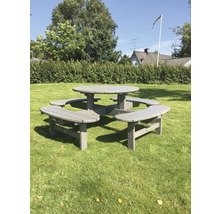 Picknickset EDEN WOOD Rondo Ø200 grå/vit