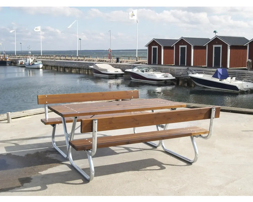 Picknickset EDEN WOOD Robust med ryggstöd 180cm brun