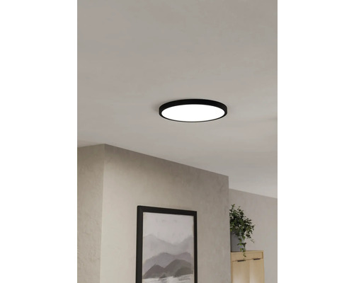 Rund taklampa med svart ram