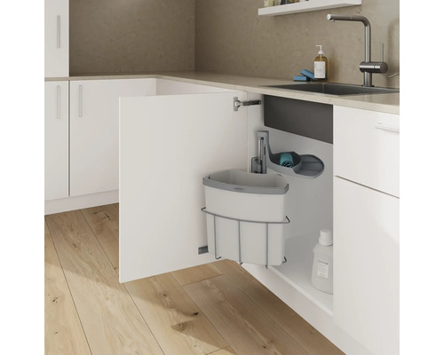 Diskho med inbyggd soptunna och rengöringsmedelshållare