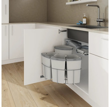 Avfallssorteringssystem med flera behållare i ett köksskåp