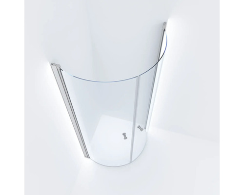 Halvrund duschkabin med klart glas