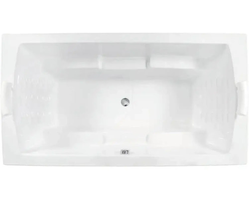Rektangulärt badkar av sanitetsakryl med handtag och avloppsgarnitur