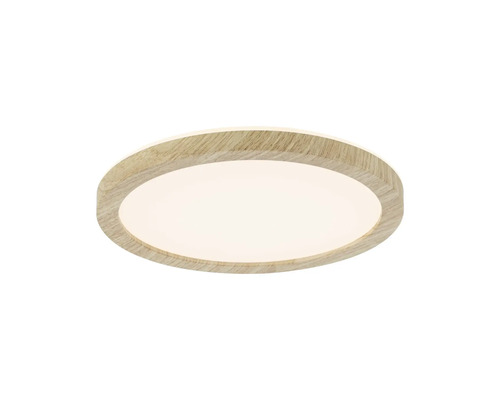 Rund LED-taklampa med träutseende