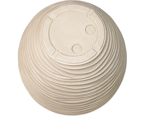 Rund blomkruka med räfflad yta.