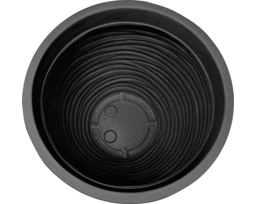 Inre vy av en rund blomkruka av plast