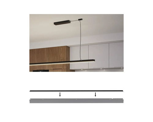 Pendellampa i kök med installationsdetaljer