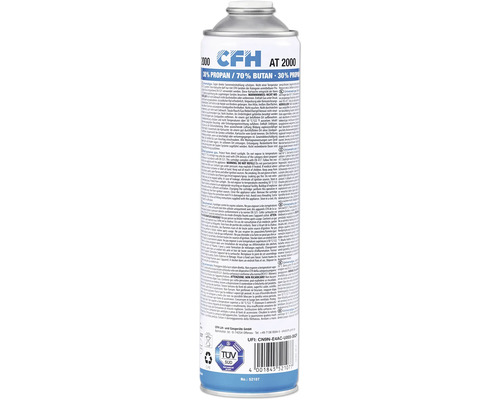 Universal tryckgaspatron CFH AT 2000 600ml UNEF 7/16“ CFH AT 2000 gaspatron med 30 procent propan och 70 procent butan