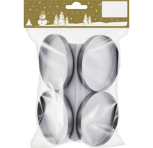 Fyra runda värmeljushållare i transparent förpackning