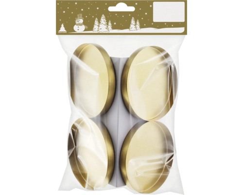 Förpackning med fyra guldiga värmeljushållare