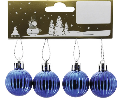 Set med fyra blå julgranskulor