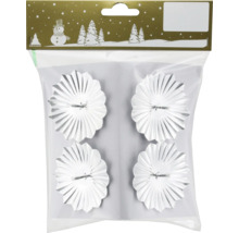 Förpackning med fyra silverfärgade julstjärnehängen