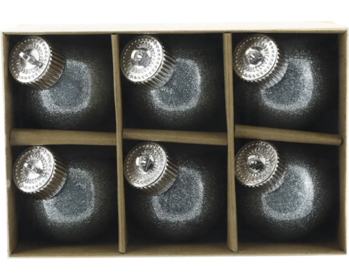 Kula 6-pack plast Ø6cm ljusblå Sex julgranskulor av glas i en kartong