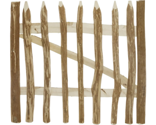 Trästaket av obehandlat rundvirke