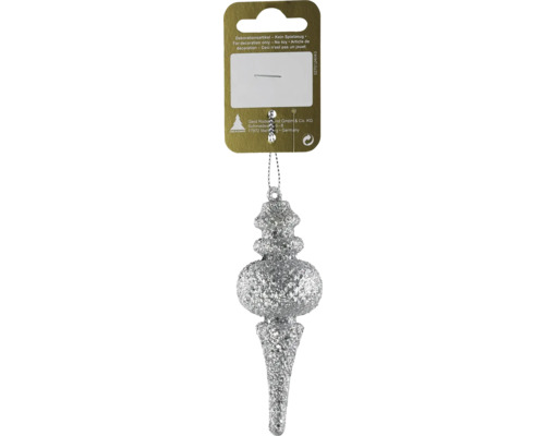 Silverfärgad julgransdekoration i form av en kon som en dekorationsartikel