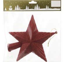 Röd stjärna som julgransprydnad i förpackning