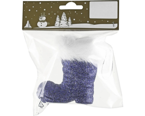 Glitterstövel som julgransdekoration i förpackning