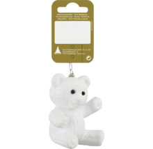 Vit teddybjörn som julgransdekoration med hängare