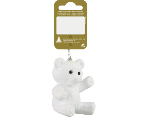 Vit teddybjörn som julgransdekoration med hängare