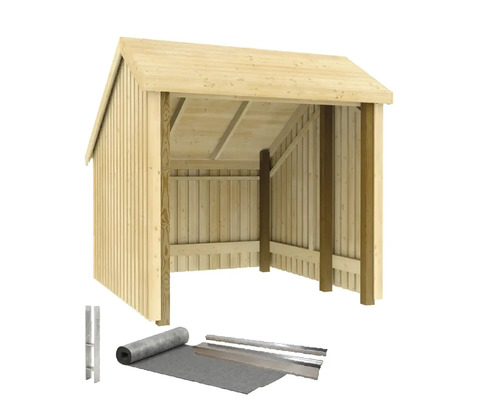 Träskjul med takpapp och tillbehör