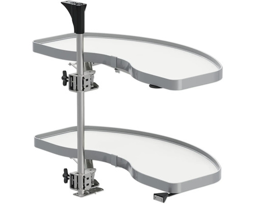 Hörnskåputdrag VAUTH-SAGEL VS Cor Swing C450 silver vit 76,9x40x69cm Utdragbar insats för köksskåp med två hyllor