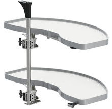 Svängbar hörnskåpsinredning med två hyllor för köksorganisation