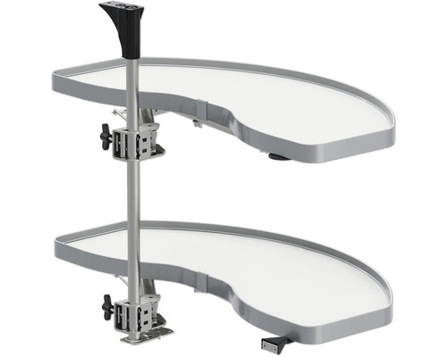 Hörnskåputdrag VAUTH-SAGEL VS Cor Swing C500 silver vit 80,9x43x69cm Svängbar hörnskåpsinredning med två hyllor för köksorganisation