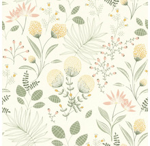 Tapet med blommönster, bestående av blad och blommor