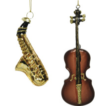 Saxofon och fiol som julgransdekorationer