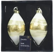 Set med två julgranskulor i glas med bladguldsdekor