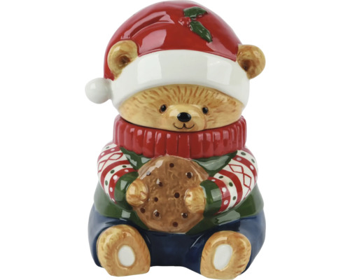 Kakburk i form av en teddybjörn med tomtemössa och kaka