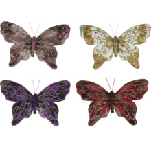 Fyra dekorativa fjärilar med klämma för fastsättning
