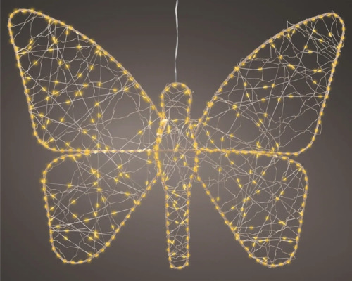 Juldekoration micro LED fjäril utomhus 53cm guld Dekorativ fjärilsbelysning med varmvita ljus