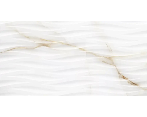 Dekorativt vitt väggkakel med vågig yta