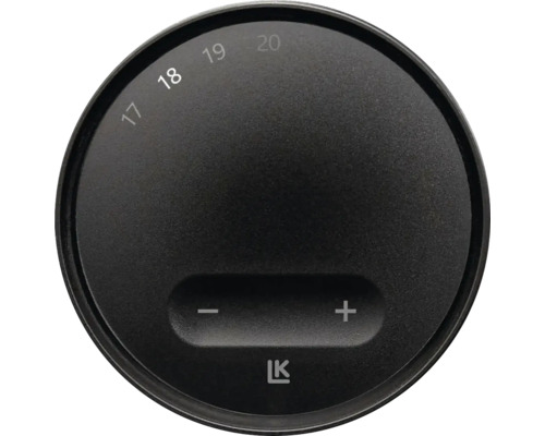 Svart termostat med temperaturinställningar