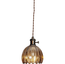 Pendellampa med glasskärm och textilsladd