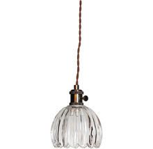 Pendellampa med lampskärm i glas och textilsladd