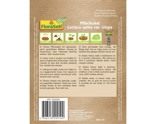 FloraSelf plocksallad Lactuca sativa var crispa fröförpackning