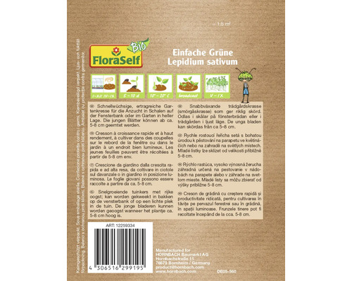 FloraSelf Logo, Fröförpackning för enkel grön krasse