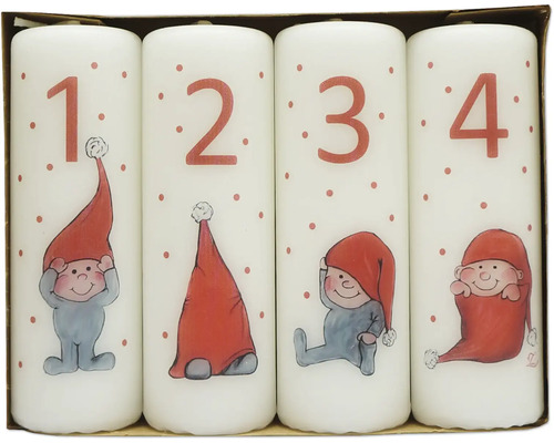Adventsljus set med siffror och julmotiv