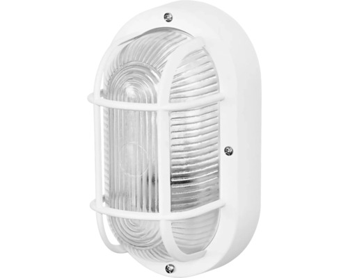 Oval vägglampa med galler för utomhusbruk
