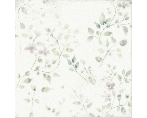 Kakel Mayolica bloom vit grön blank blomlook 14,8x14,8 cm Kakel Mayolica bloom vit grön blank blomlook 14,8x14,8 cm