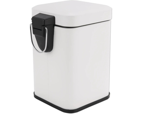 Vit soptunna med pedal och rektangulär form