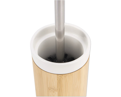 Toalettborste med hållare i bambu och keramik