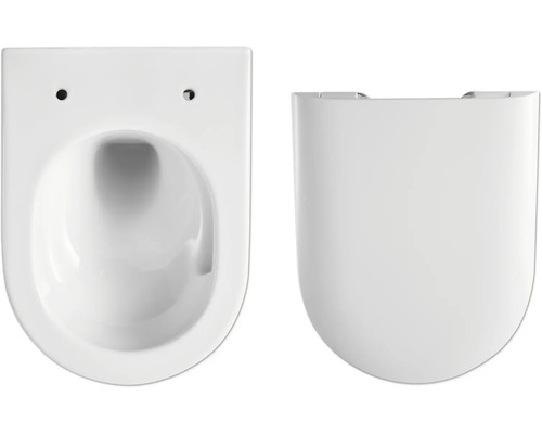 Vägghängd toalettstol av sanitetskeramik med toalettsits