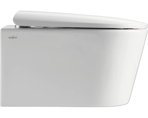 Vägghängd toalett med djup spoling och lock från Jungborn
