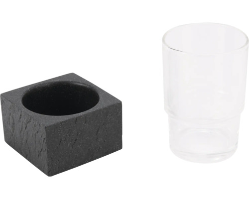 Ljuslykta av sten och glas