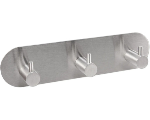 Garderobkroklist i rostfritt stål med tre krokar